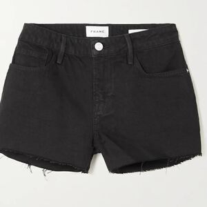 FRAME Le Grand Garcon frayed denim shorts